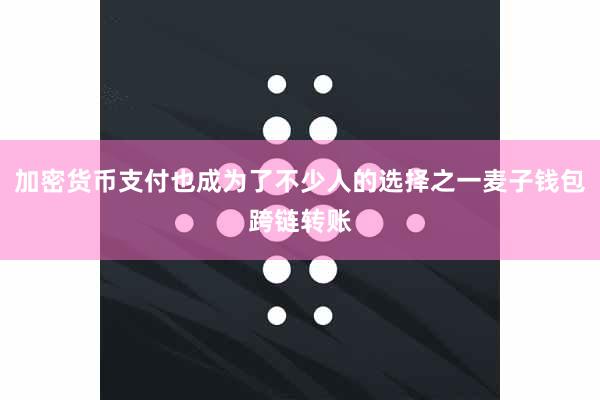 加密货币支付也成为了不少人的选择之一麦子钱包跨链转账